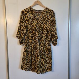 Yellow and Black Patterned Romper